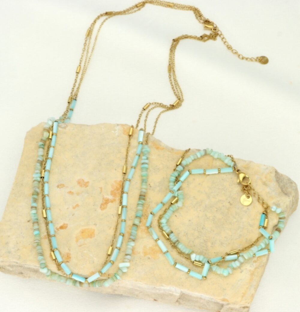 Elegante ketting met een blauwe natuurlijke schelp - Afbeelding 3
