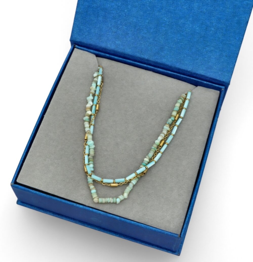 Elegante ketting met een blauwe natuurlijke schelp - Afbeelding 2